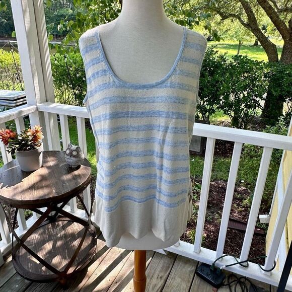 Lafayette 148 New York Striped Sweater Knit Tank - Picture 1 of 4